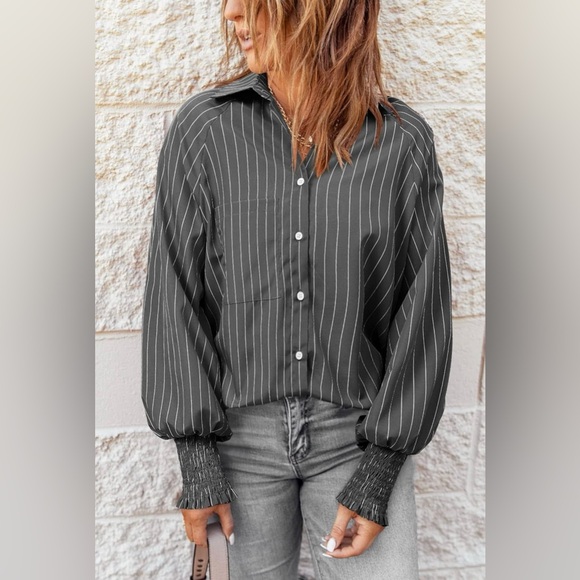 Women Casual Long Sleeve Button Down Blouse - Picture 4 of 4